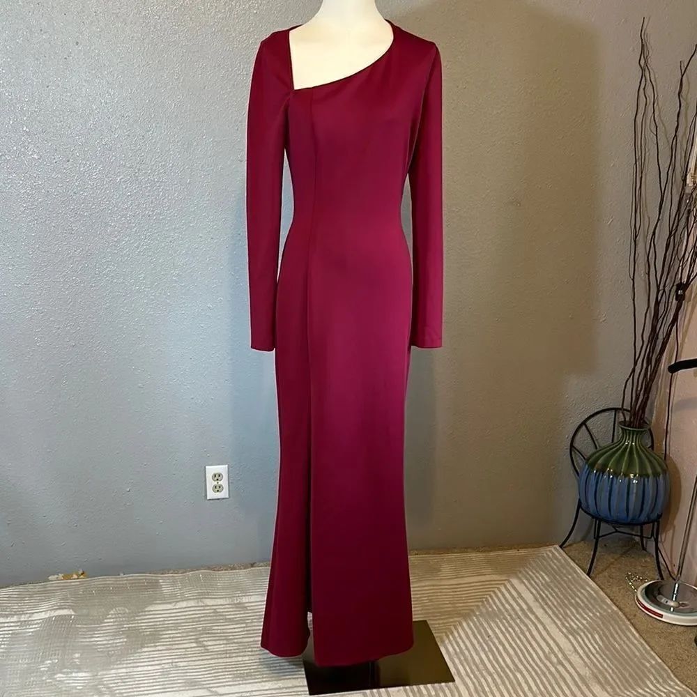 Black Halo Akasha Elegant raspberry pink Evening high slit A-line gown size